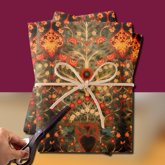 Antiek Indiaas textielontwerp Inpakpapier Vel