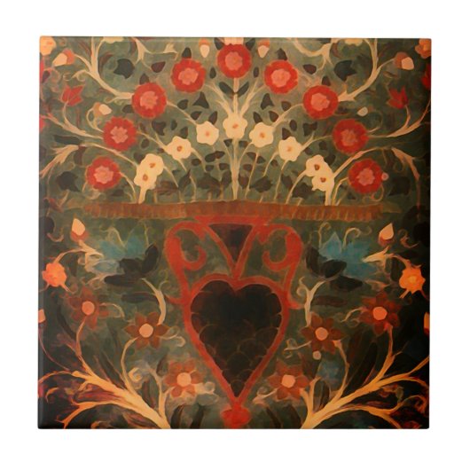 Antiek Indiaas textielontwerp Tegeltje (Voorkant)