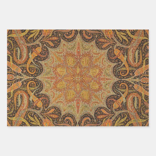 Antiek Indiase Boteh Pattern Inpakpapier Vel (Voorkant 3)