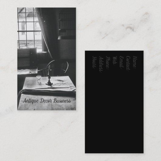 Antiek interieur tafelvenster Rustisch Visitekaartje (Voorkant / Achterkant)