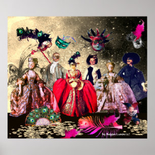 ANTIEK ITALIAANSE PARTIJ VOOR MASQUERADE COSTUME POSTER