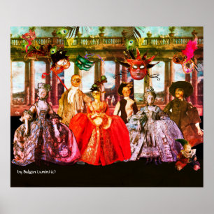 ANTIEK ITALIAANSE PARTIJ VOOR MASQUERADE COSTUME POSTER
