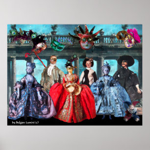 ANTIEK ITALIAANSE PARTIJ VOOR MASQUERADE COSTUME POSTER