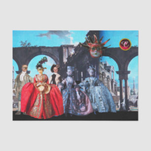 ANTIEK ITALIAANSE PUPPETS, MASKERADE MASKS TISSUEPAPIER