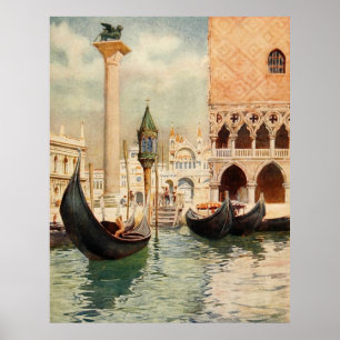  Antiek Italië Venice Gondola Shrine Poster