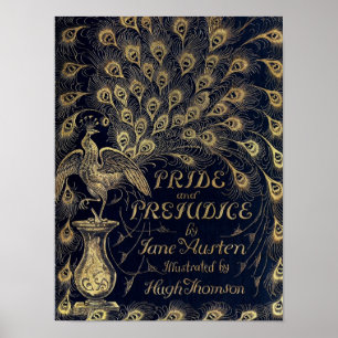 Antiek Jane Austen Pride en Prejudice Peacock Poster
