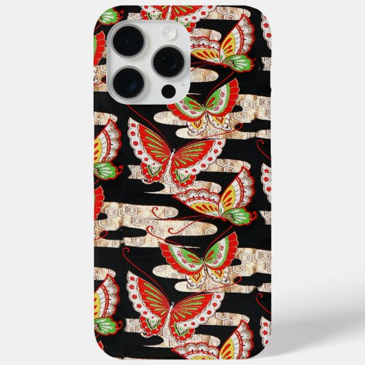 ANTIEK JAPANESE BUTTERFLIES Rood Zwart wit Case-Mate iPhone Case (Achterkant)