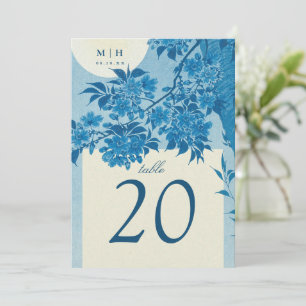 Antiek Japans blauw Cherry Blossom Wedding Kaart