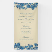 Antiek japans blauw kersenbloesem welkom spandoek (Verticaal)