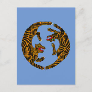 Antiek Japans Folk Art Tigers Briefkaart