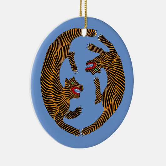 Antiek Japans Folk Art Tigers Keramisch Ornament (Rechts)