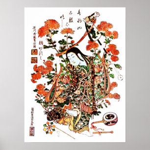 Antiek Japans Geisha Print Poster