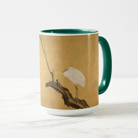 Antiek Japans Heron op een Willow Branch Print Mok (Voorkant rechts)