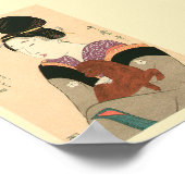 Antiek Japans schilderen van Geisha en Dog Poster (Hoek)