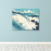 Antiek Japanse Blue Waves Ocean Print (Insitu (Houten vloer))
