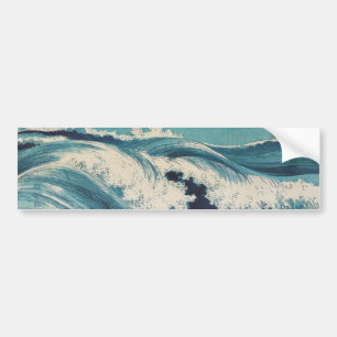 Antiek Japanse Blue Waves Ocean Print Bumpersticker