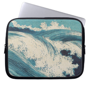 Antiek Japanse Blue Waves Ocean Print Laptop Sleeve