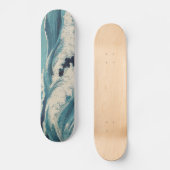 Antiek Japanse Blue Waves Ocean Print Skateboard (Voorkant)