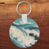 Antiek Japanse Blue Waves Ocean Print Sleutelhanger (Voorkant)