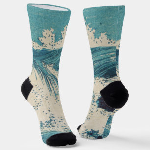Antiek Japanse Blue Waves Ocean Print Sokken