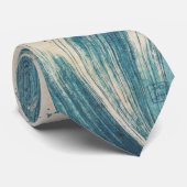 Antiek Japanse Blue Waves Ocean Print Stropdas (Opgerold)