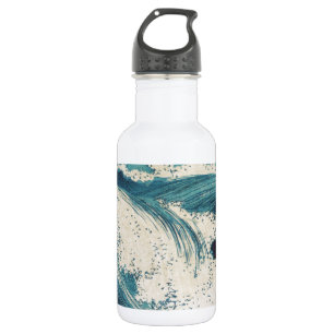 Antiek Japanse Blue Waves Ocean Print Waterfles