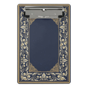 Antiek Jugendstil, marineblauw, gouden, schoonheid Mini Klembord