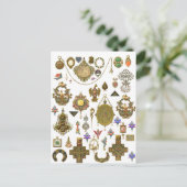 Antiek juwelen illustraties Faux Ca Briefkaart (Staand voorkant)