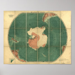 Antiek kaart 1922 voor de regio's Antarctica Poster