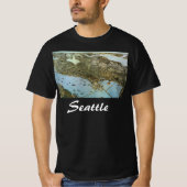 Antiek Kaart Aerial Uitzicht City of Seattle Washi T-shirt (Voorkant)