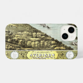 Antiek  kaart Atchison River Kansas 1869 iPhone 14 Hoesje