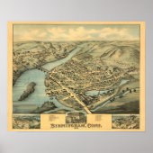 Antiek Kaart Birmingham Connecticut 1876 Poster (Voorkant)