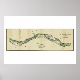Antiek kaart Columbia River Washington Poster
