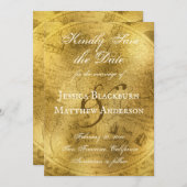 Antiek Kaart Faux Gold Foil  script (Voorkant / Achterkant)