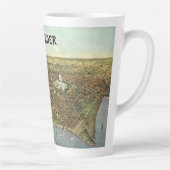 Antiek kaart met een panoramisch Uitzicht van Wash Latte Mok (Rechts)