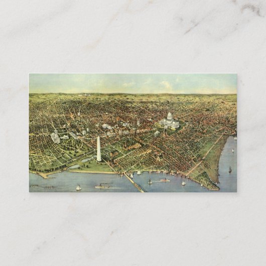 Antiek kaart met een panoramisch Uitzicht van Wash Visitekaartje (Achterkant)