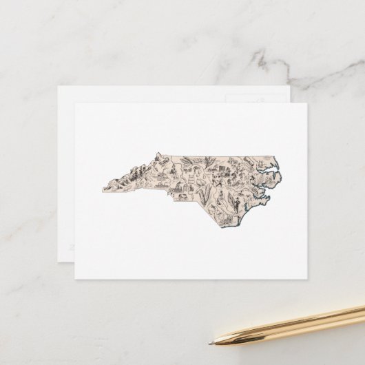 Antiek kaart North Carolina  Afbeelding Map (Voorkant / Achterkant in situ)