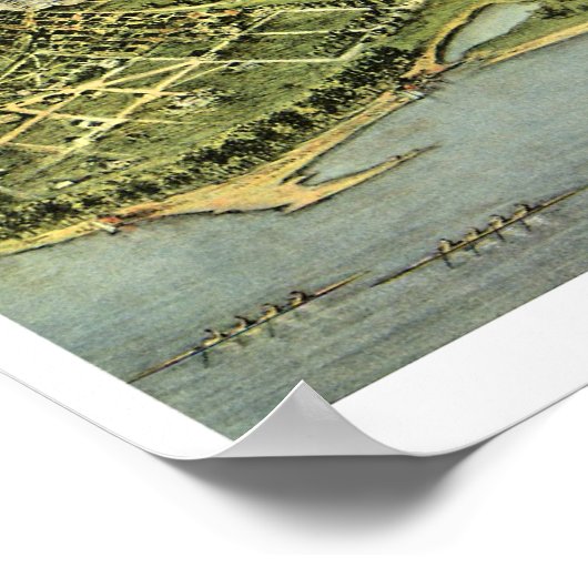 Antiek kaart, Panoramisch Uitzicht van Washington  Poster (Hoek)