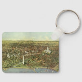 Antiek kaart, Panoramisch Uitzicht van Washington Sleutelhanger (Voorkant)