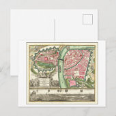 Antiek kaart uit 1730 van Praag, Tsjechië, (Voorkant / Achterkant)