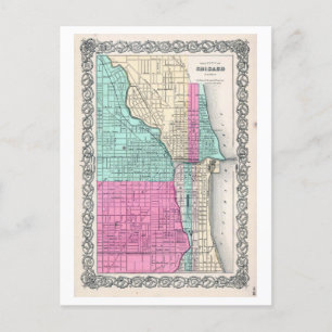 Antiek kaart uit 1855 van Chicago,