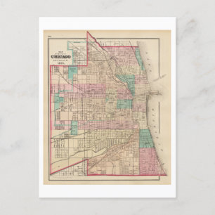 Antiek kaart uit 1873 van Chicago,