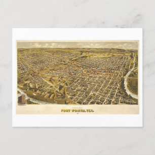 Antiek kaart uit 1891 van Fort Worth,
