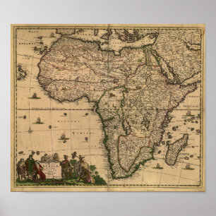 Antiek kaart van Afrika 1680 van Frederick De Wit Poster