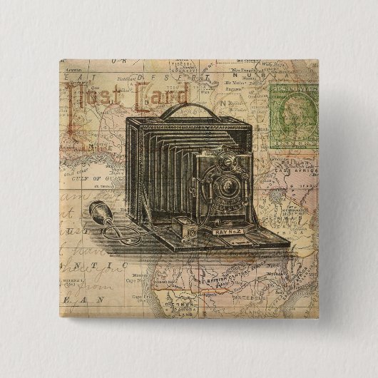  Antiek kaart van Afrika Collage Vierkante Button 5,1 Cm (Voorkant)