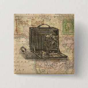 Antiek kaart van Afrika Collage Vierkante Button 5,1 Cm