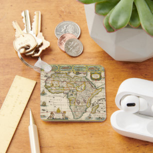 Antiek kaart van Afrika door Hondius en Jansson Sleutelhanger