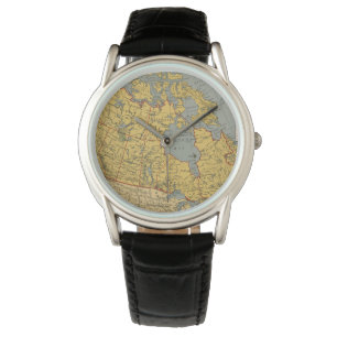 Antiek kaart van Canada Horloge
