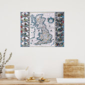 Antiek kaart van de 17e eeuw poster (Keuken)