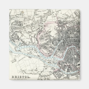 Antiek kaart van de 19e eeuw van Bristol England Magneet